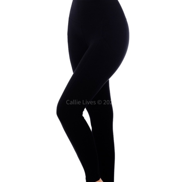 New! Plus Size Black Cotton Wide Waist Cellphone Leggings - Picture 4 of 7